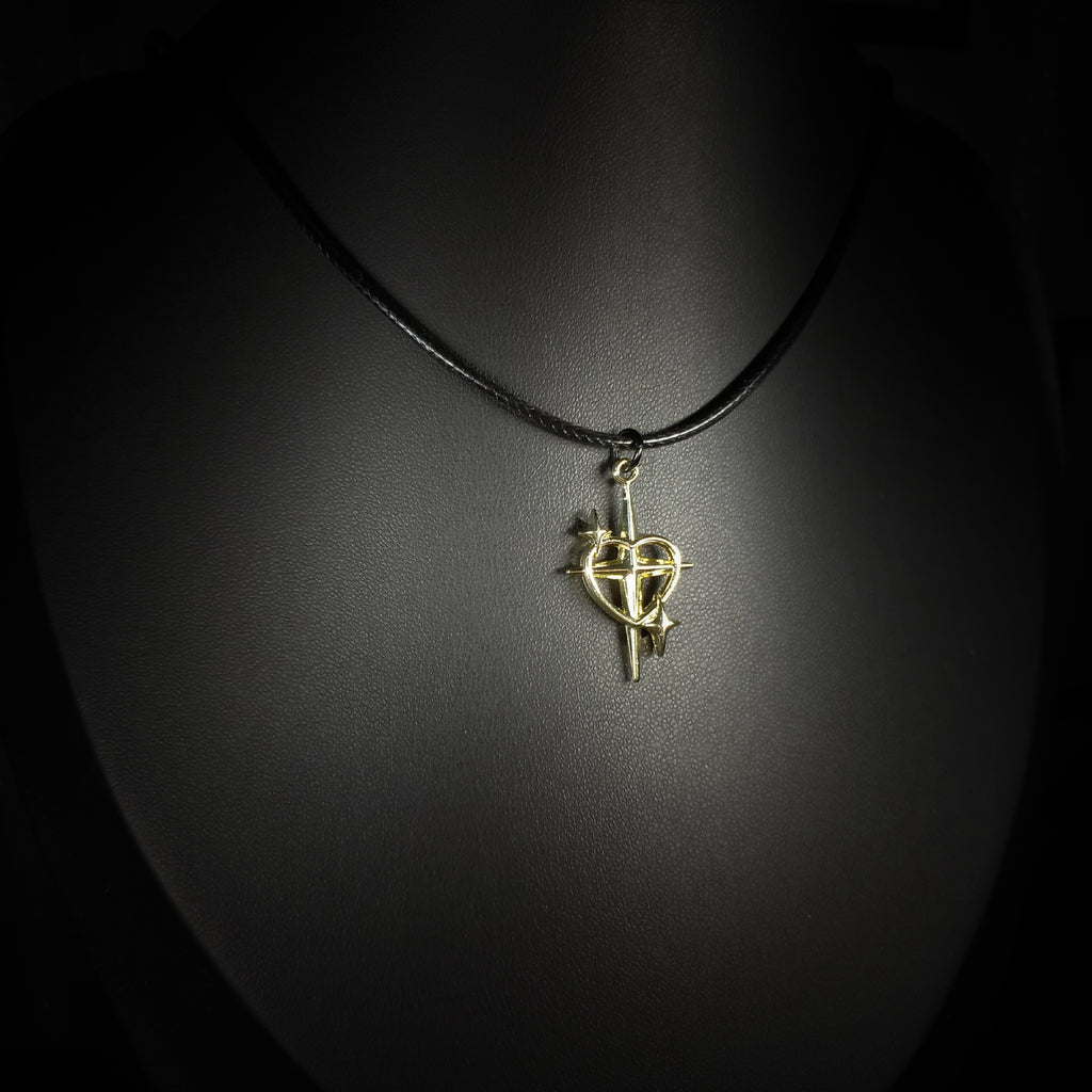 Collier Cœur et Croix Célestes Dorées