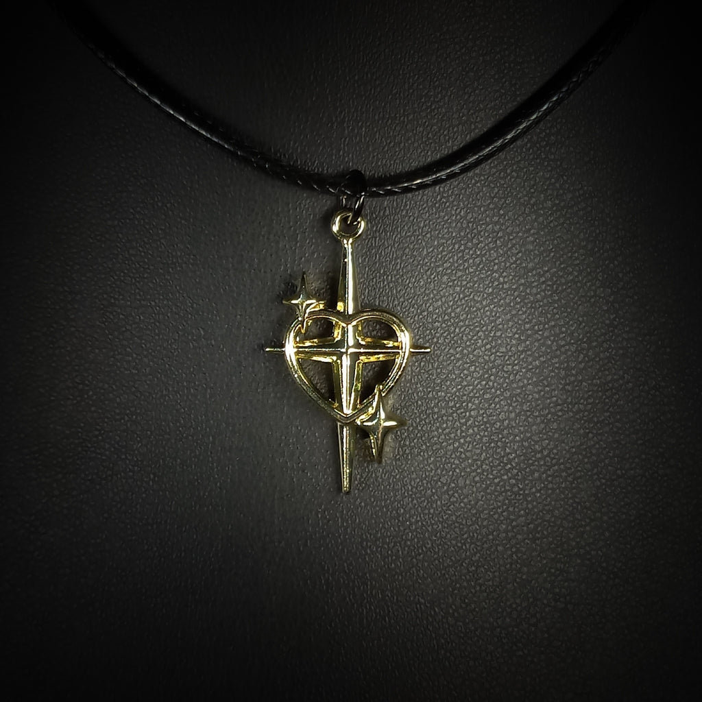 Collier Cœur et Croix Célestes Dorées