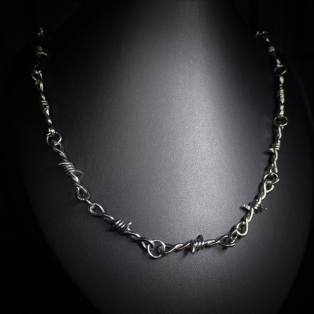 Collier Fil Barbelé à Épines Argenté