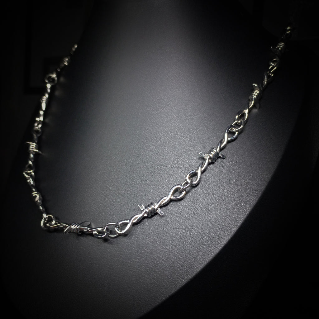 Collier Fil Barbelé à Épines Argenté