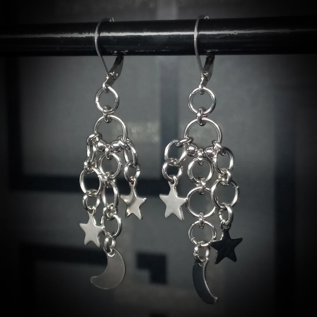 Boucles d’Oreilles Lune & Étoiles