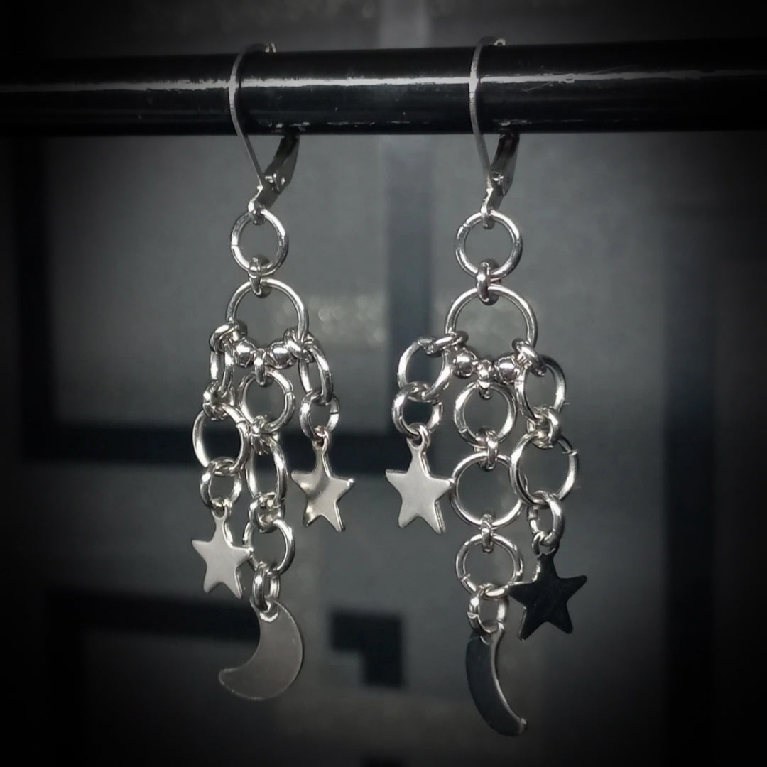 Boucles d’Oreilles Lune & Étoiles
