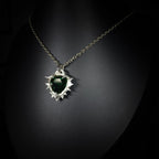 Collier en Étain & Pierre Verte Facettée