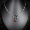Collier Anneau & Perle Rouge