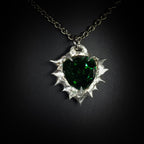 Collier en Étain & Pierre Verte Facettée