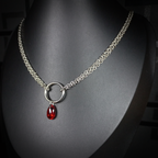 Collier Anneau & Perle Rouge