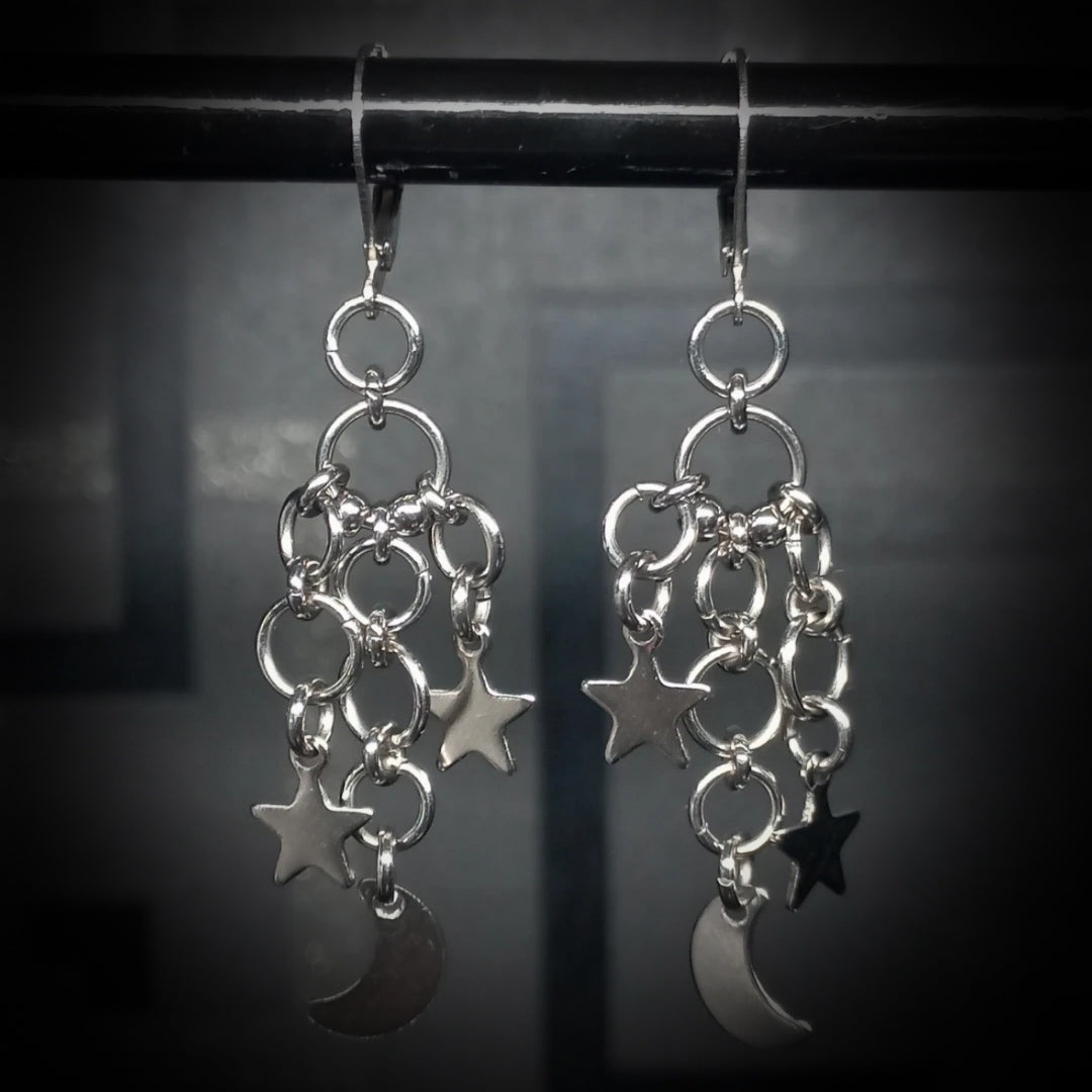Boucles d’Oreilles Lune & Étoiles